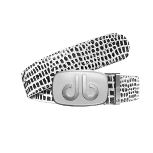 Black and white Crocodile leather strap with big white buckle