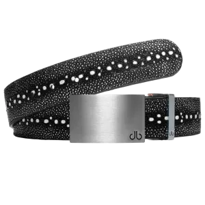 Black and white stingray and Classic silver and black buckle