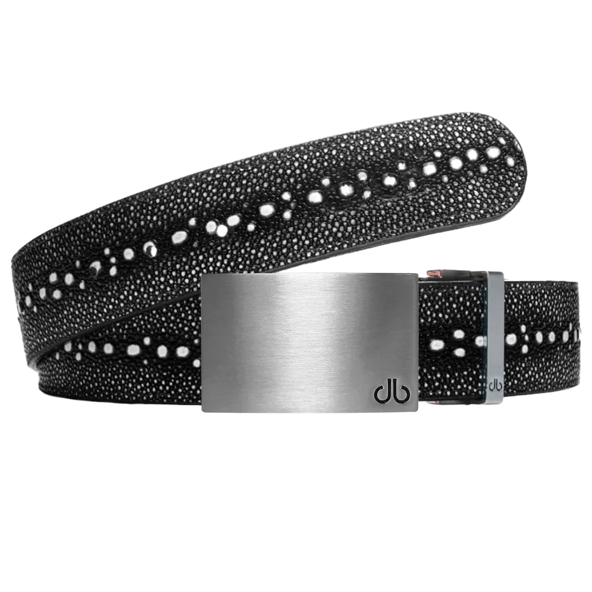 Black and white stingray and Classic silver and black buckle