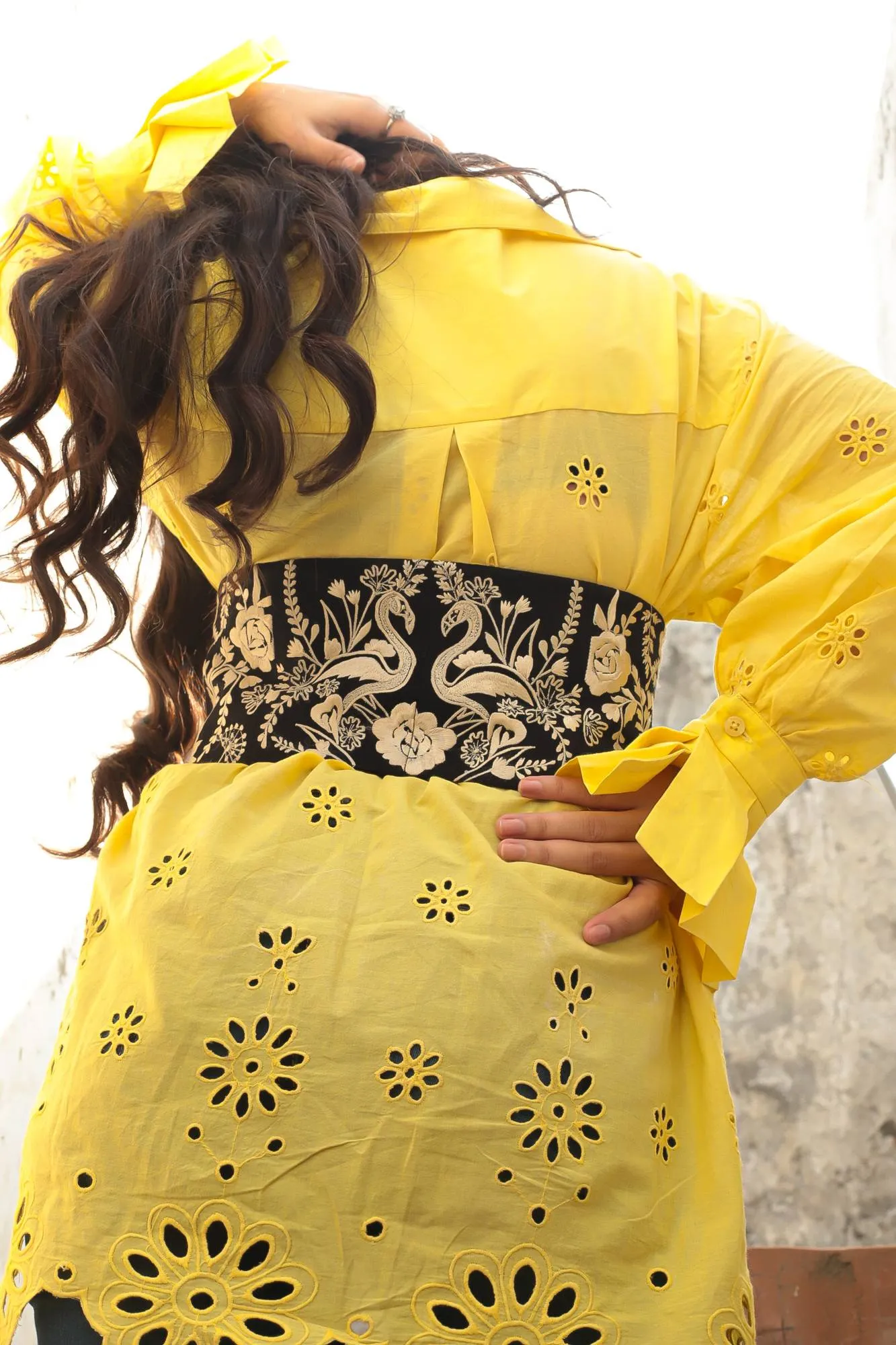 Black Embroidered Belt for Women