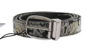 Black Leather Brocade Belt
