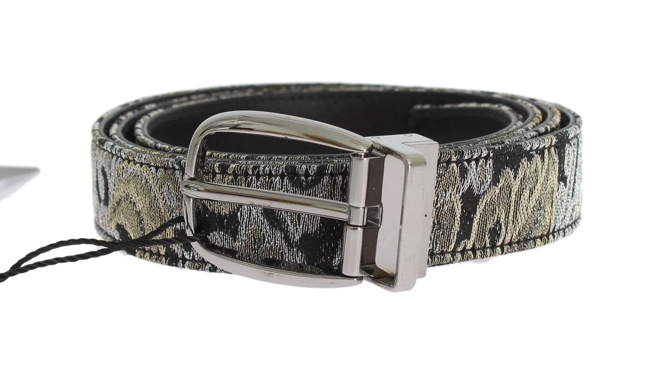 Black Leather Brocade Belt