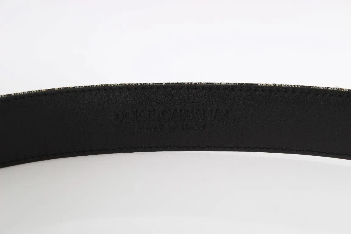 Black Leather Brocade Belt