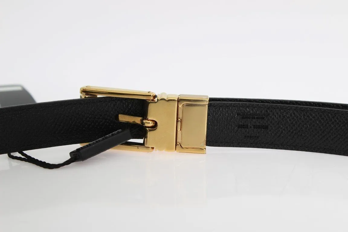 Black Leather Flower Pattern Belt
