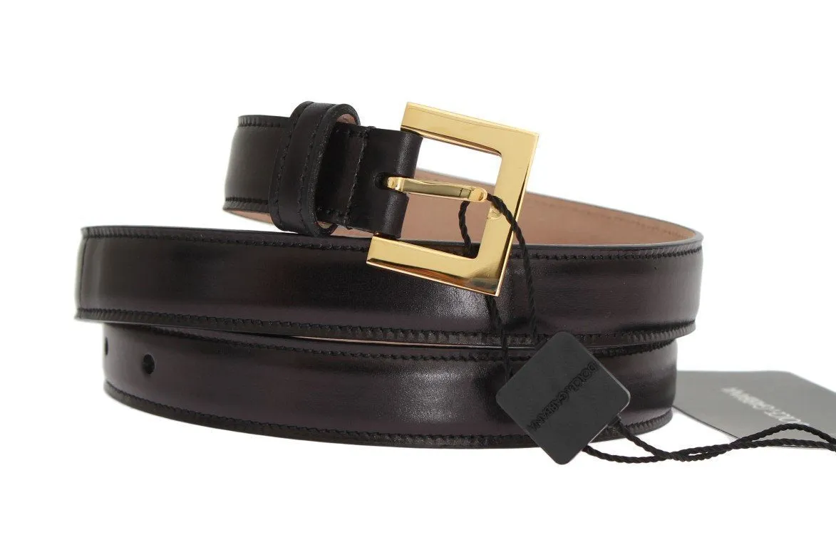 Black Leather Gold Buckle Belt