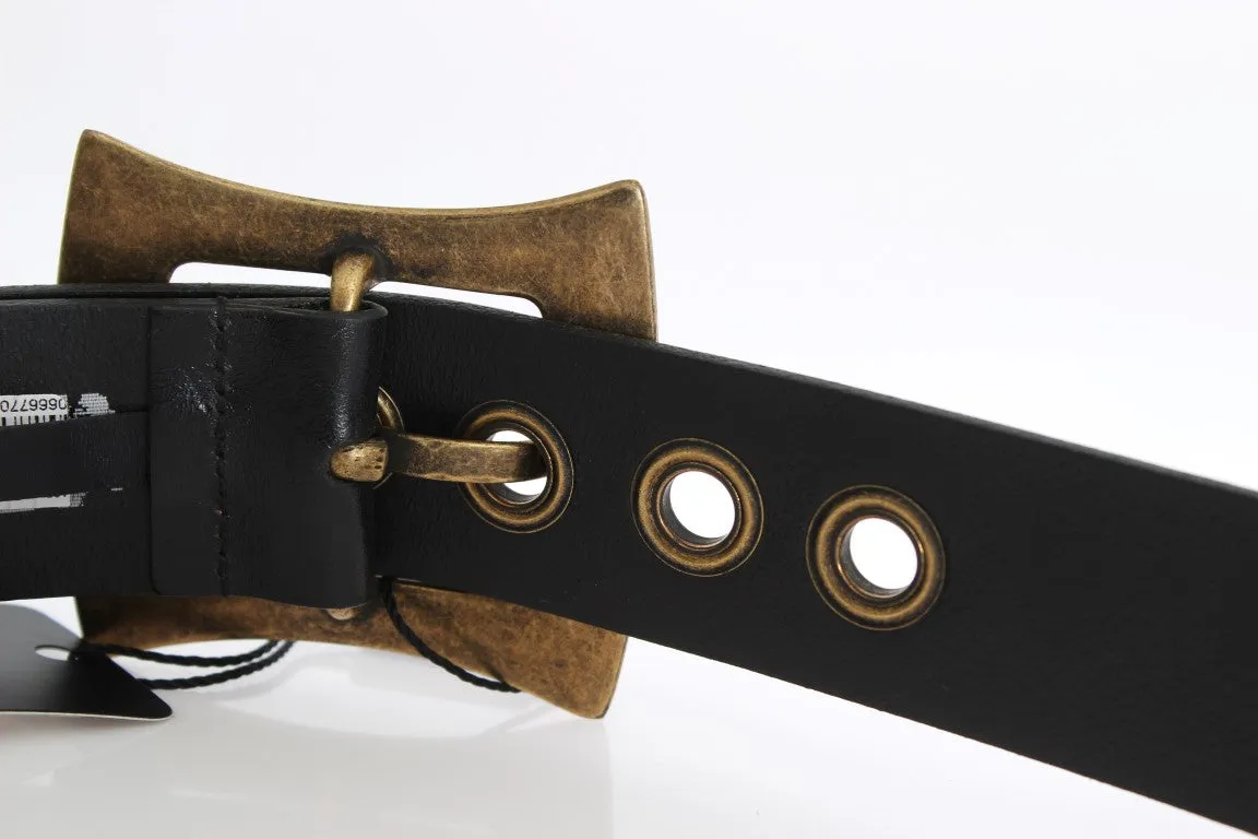 Black Leather Gold Buckle Belt
