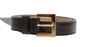 Black Leather Gold Buckle Belt
