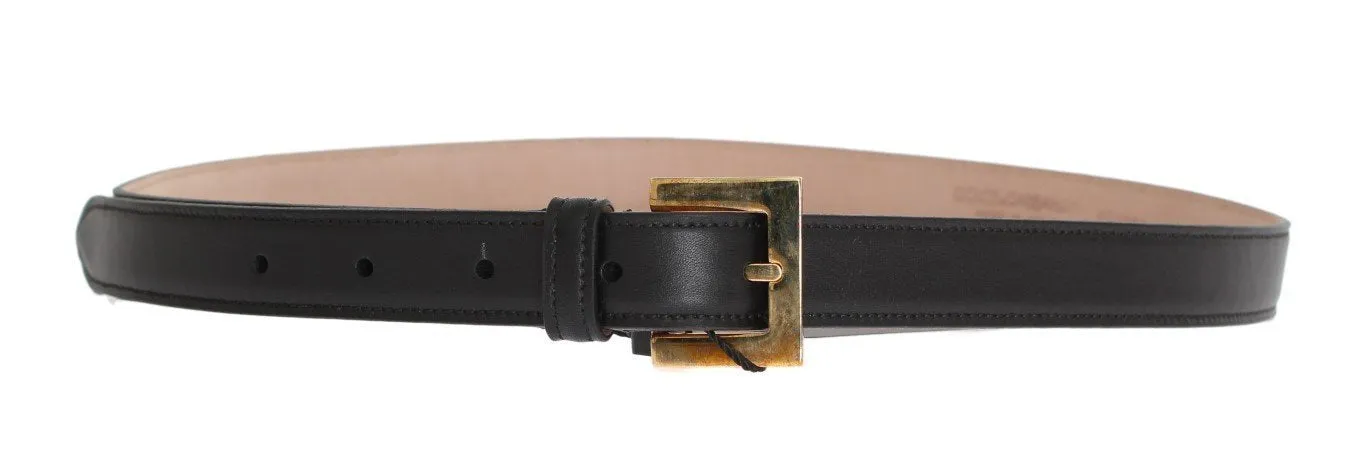 Black Leather Gold Buckle Belt