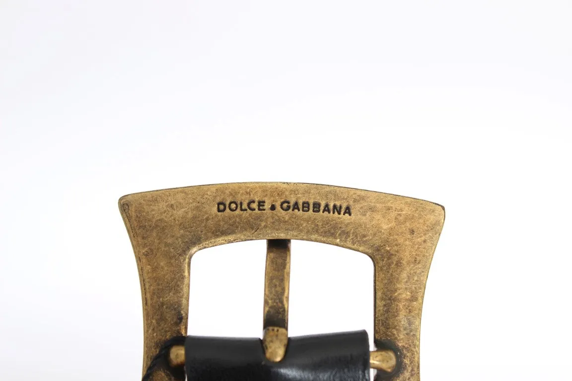 Black Leather Gold Buckle Belt