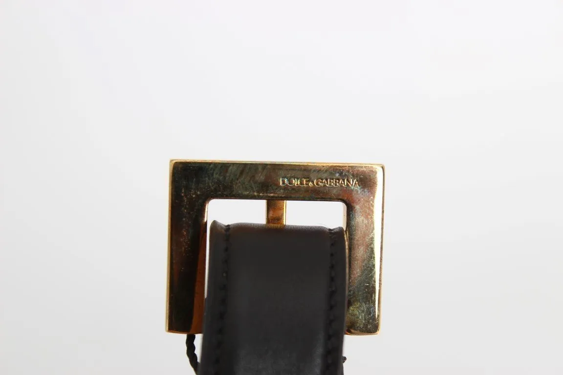 Black Leather Gold Buckle Belt