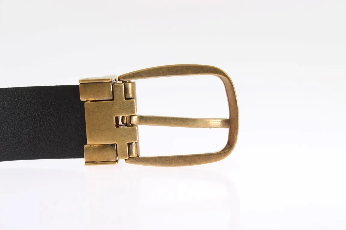 Black Leather Gold Buckle Belt