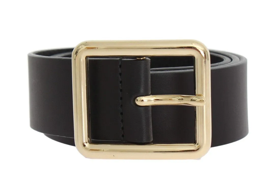 Black Leather Gold Buckle Belt