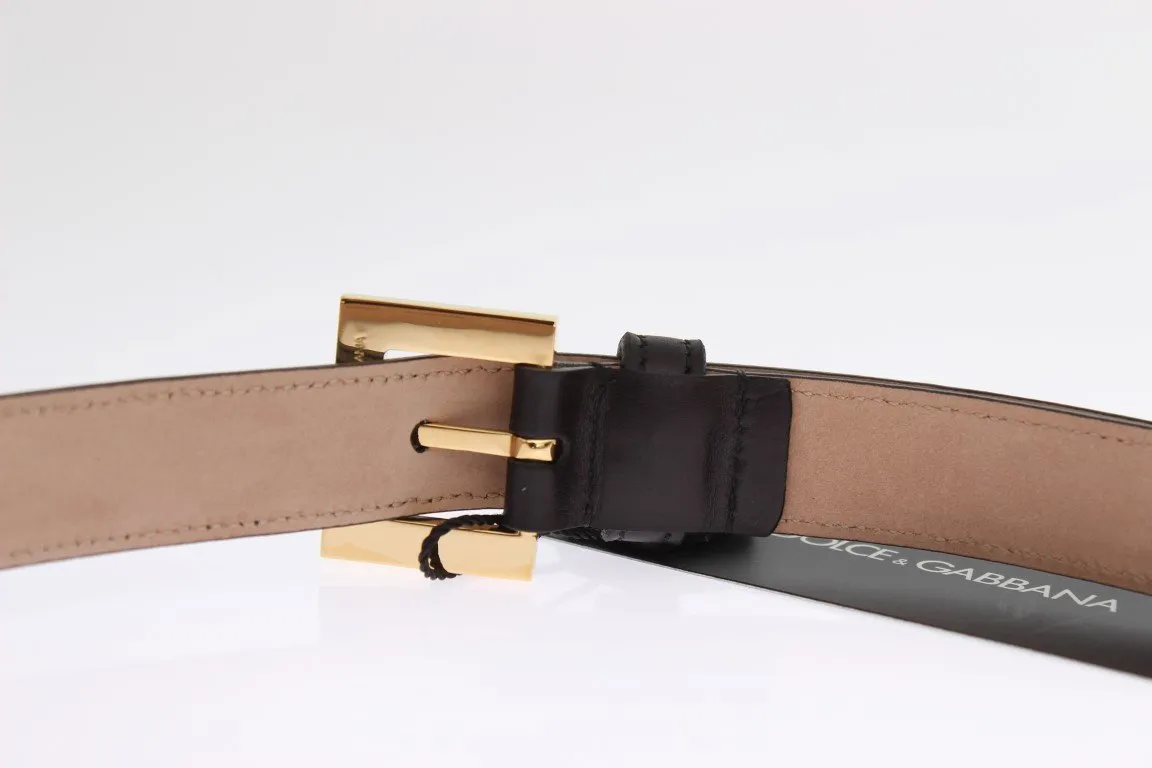 Black Leather Gold Buckle Belt