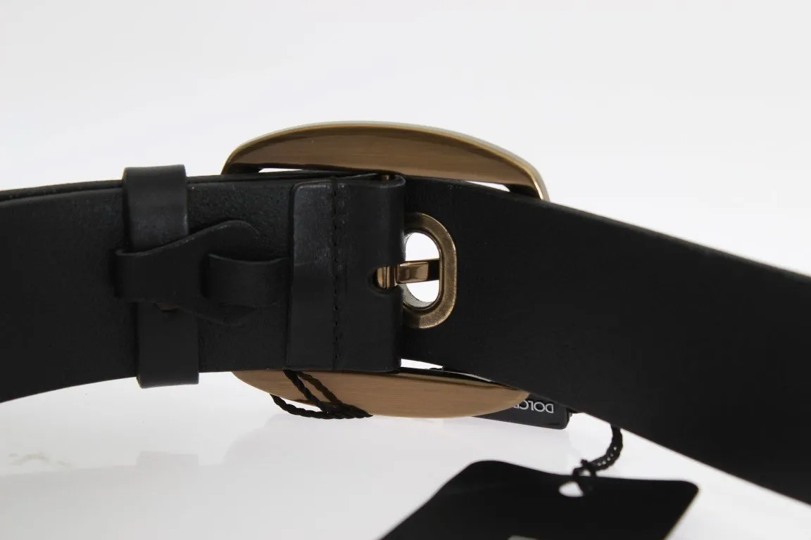 Black Leather Gold Buckle Belt