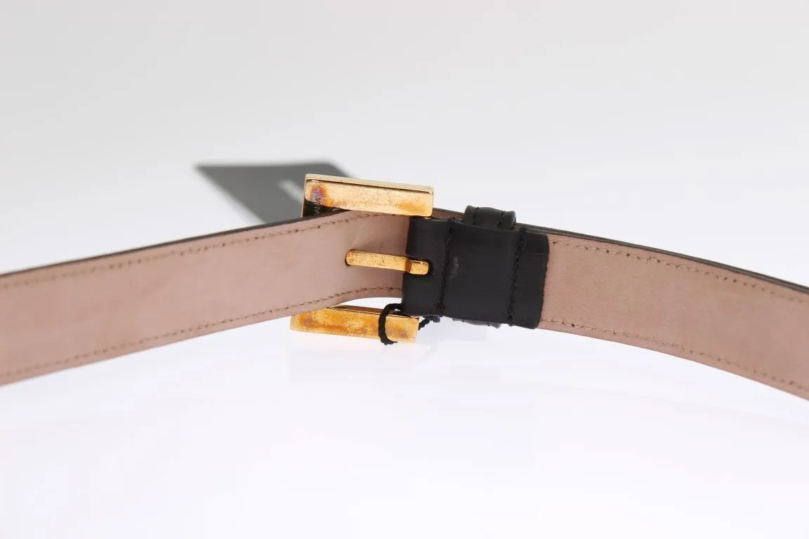 Black Leather Gold Buckle Belt
