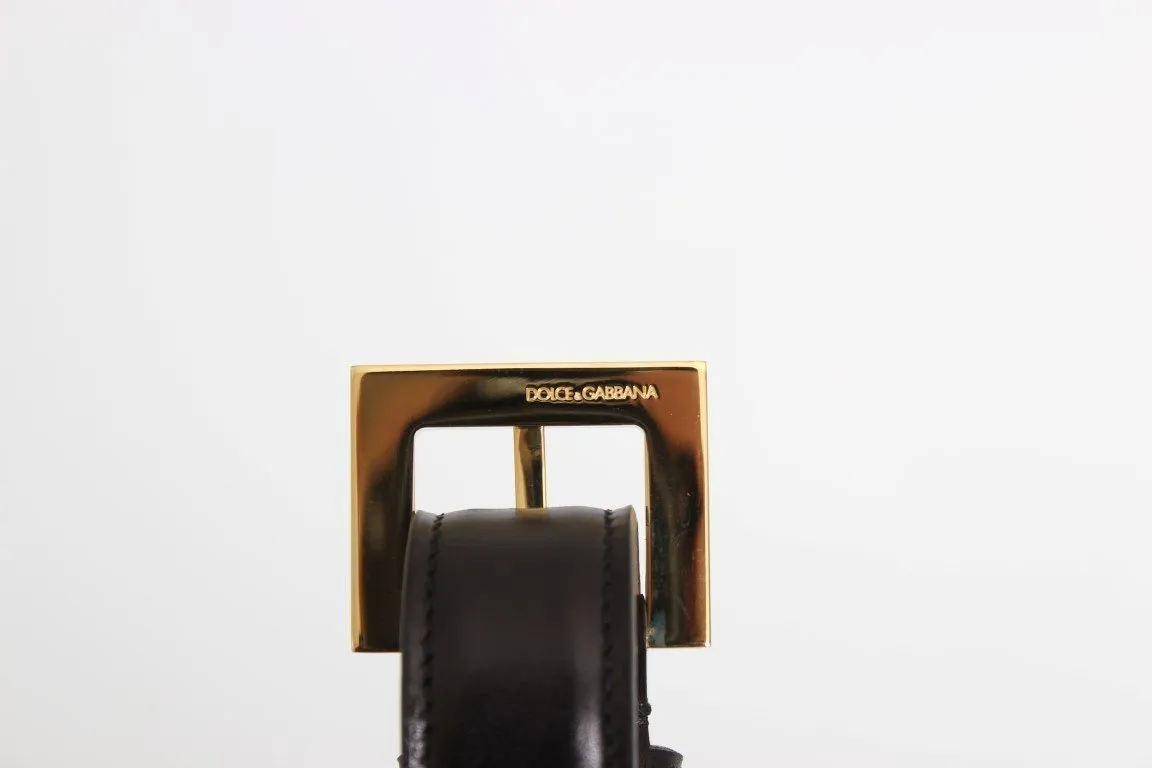 Black Leather Gold Buckle Belt