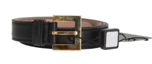 Black Leather Gold Buckle Belt