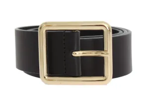 Black Leather Gold Buckle Belt