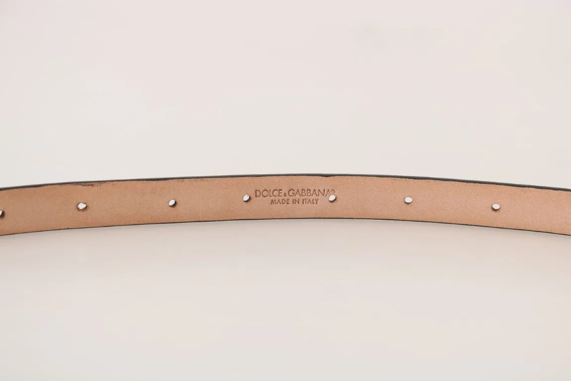 Black Leather Gold Logo Buckle Belt