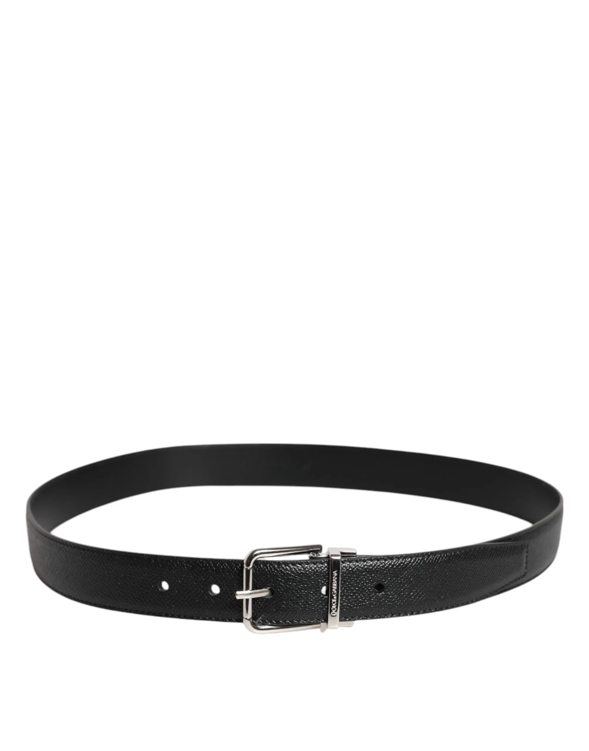 Black Leather Metal Buckle Classic Belt