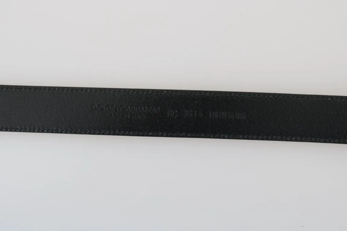 Black Leather Skull Silver Buckle Belt