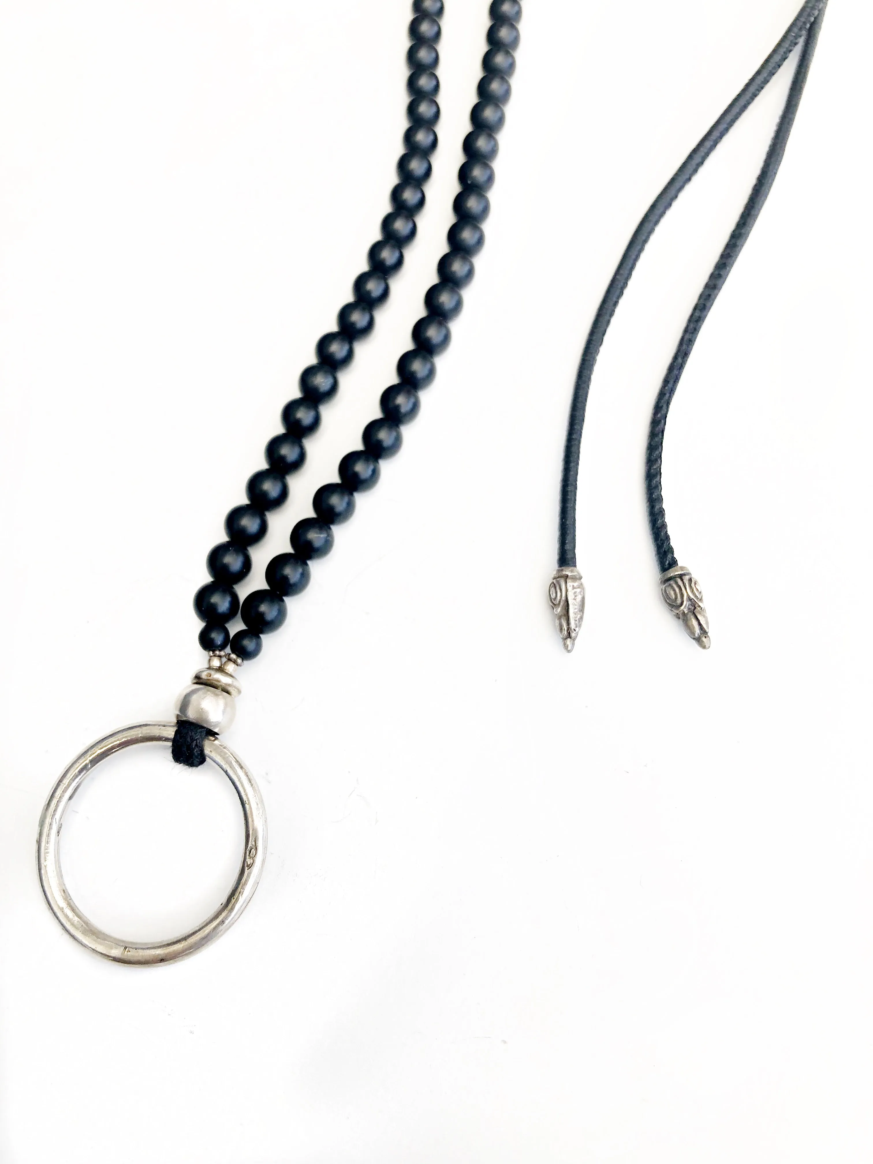 Black Onyx & Sterling Eyering Necklace