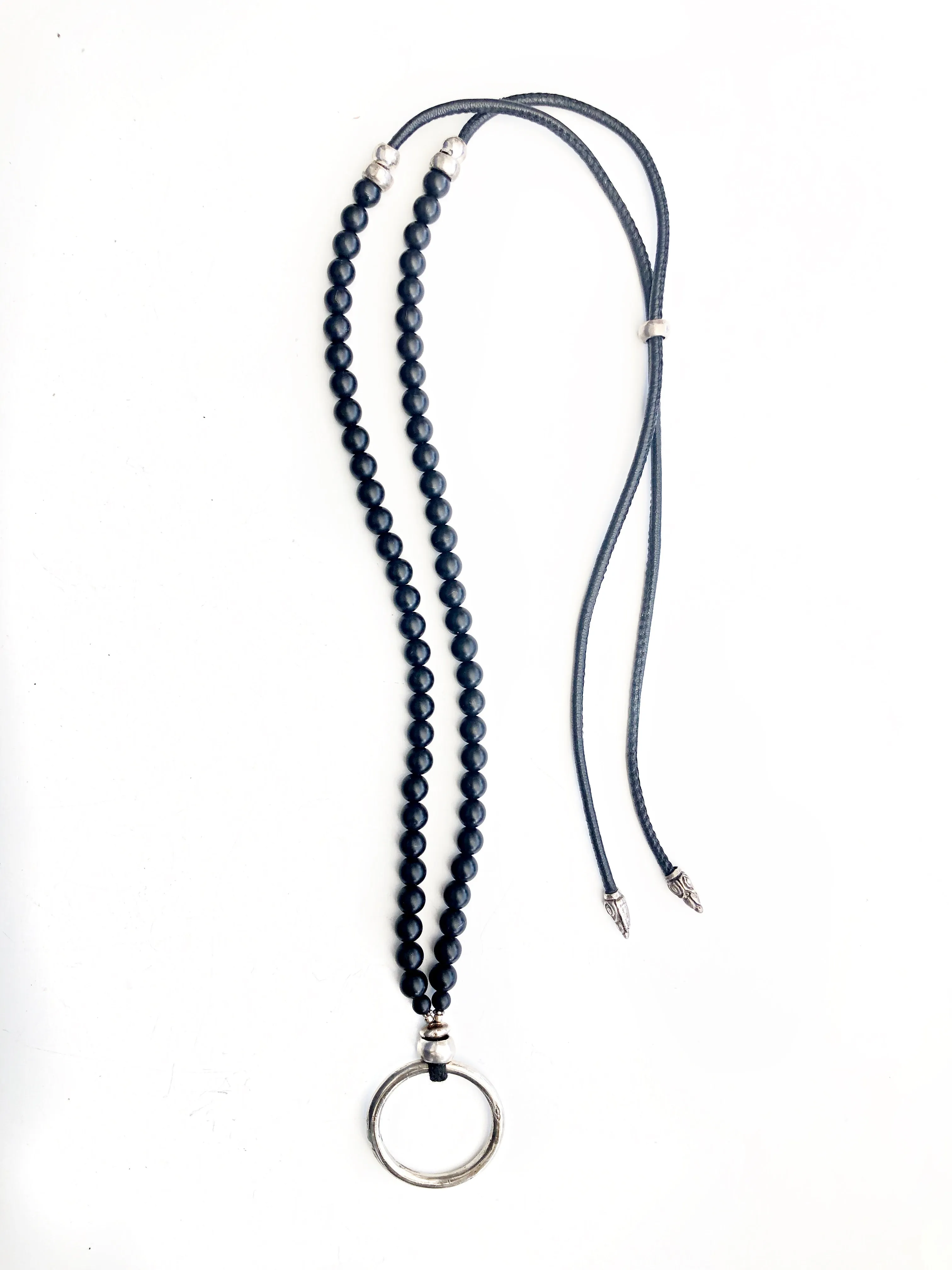 Black Onyx & Sterling Eyering Necklace