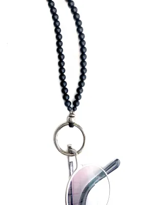 Black Onyx & Sterling Eyering Necklace