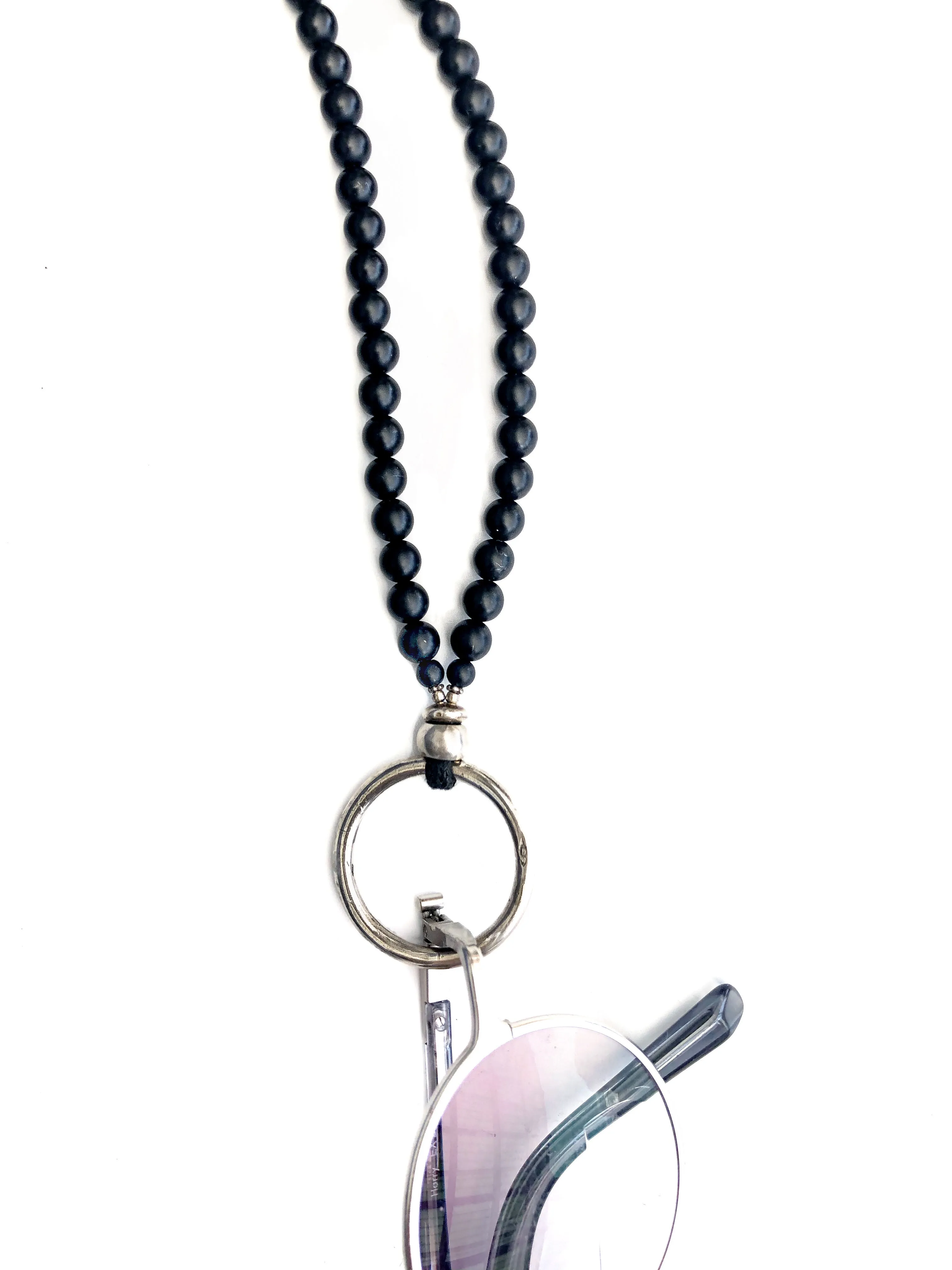 Black Onyx & Sterling Eyering Necklace