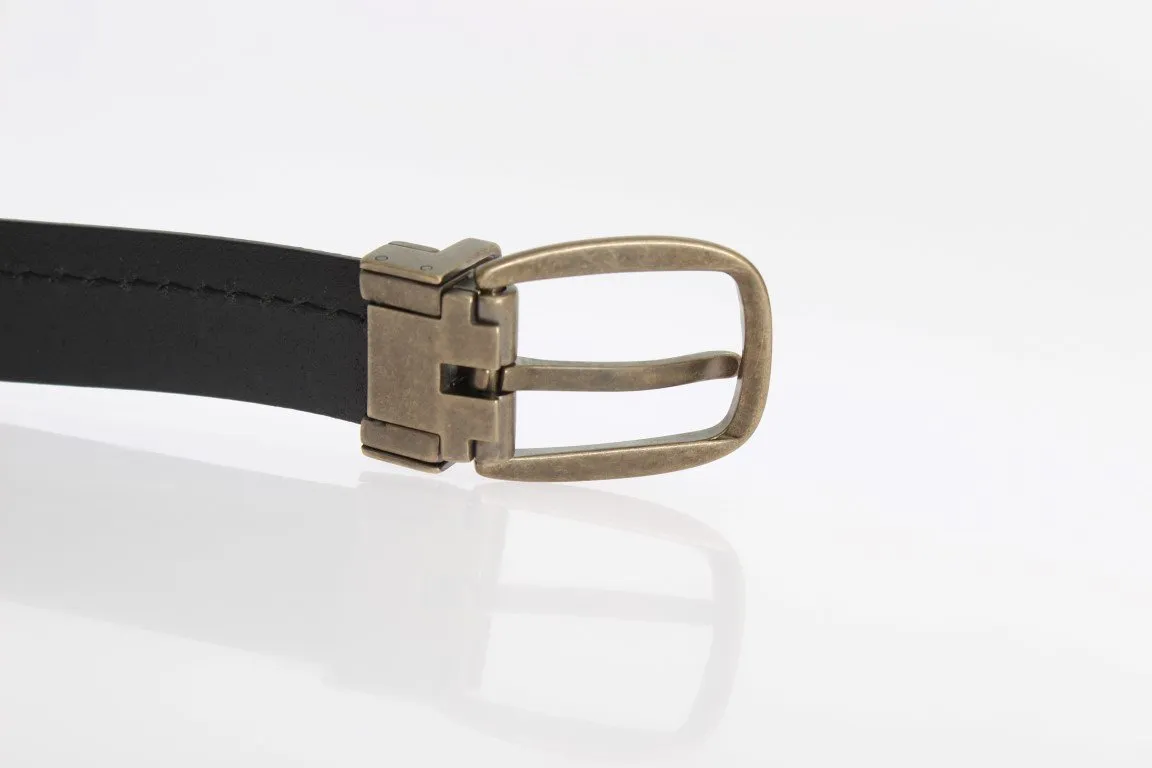 Black Orange Leather Belt
