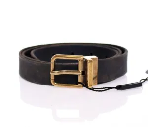 Black Spotted Leather Logo Belt