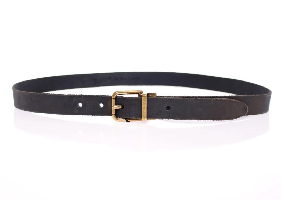 Black Spotted Leather Logo Belt