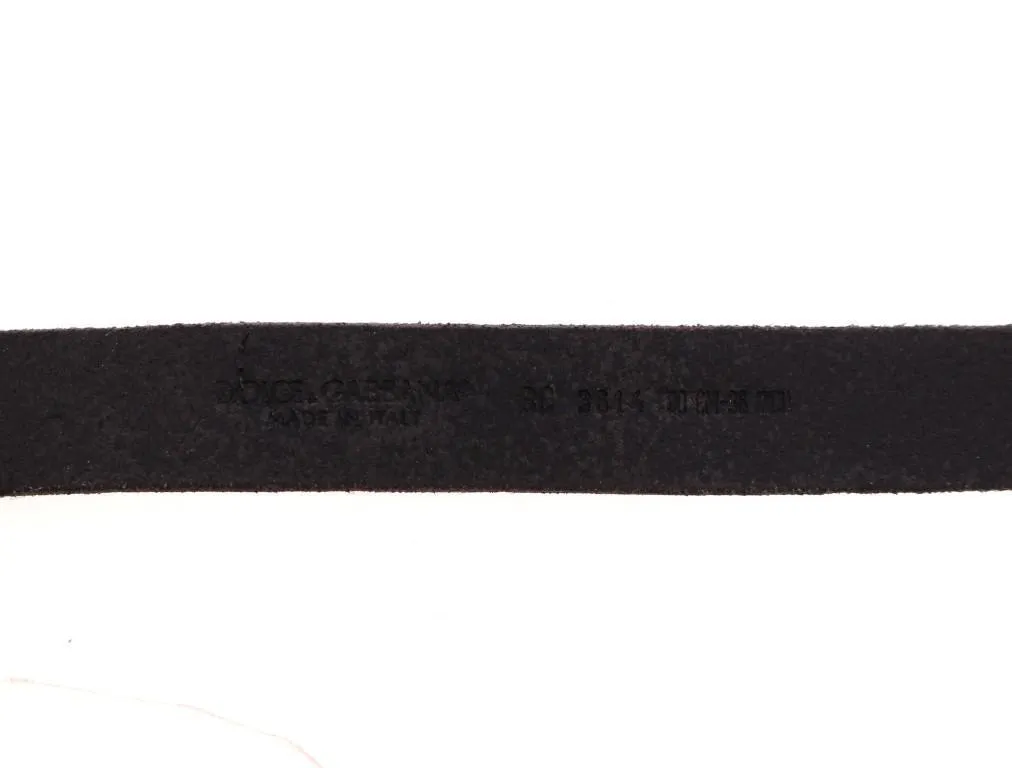 Black Spotted Leather Logo Belt