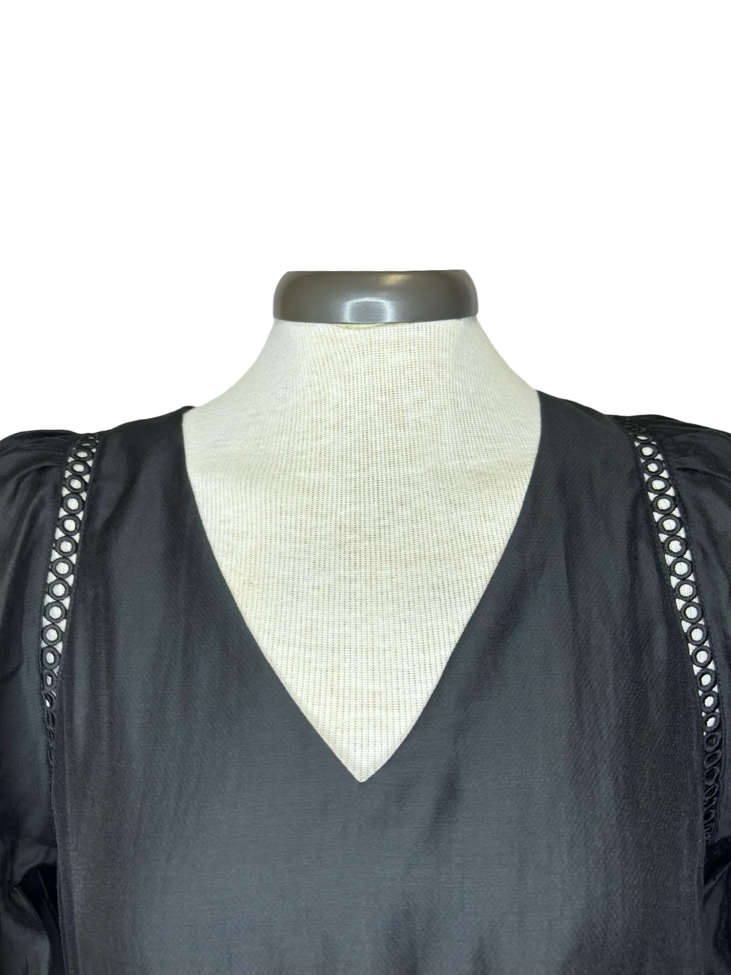 Black Trim Cinch Waist Dress