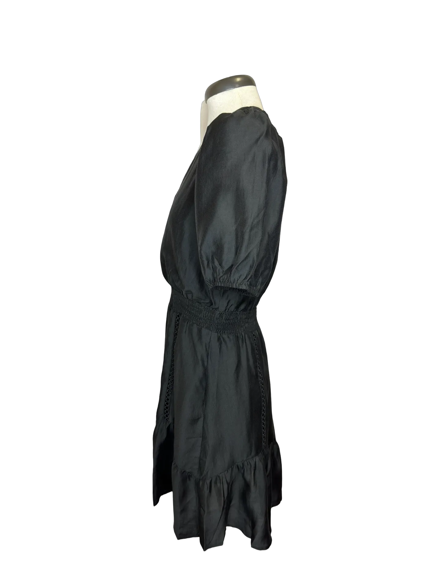 Black Trim Cinch Waist Dress