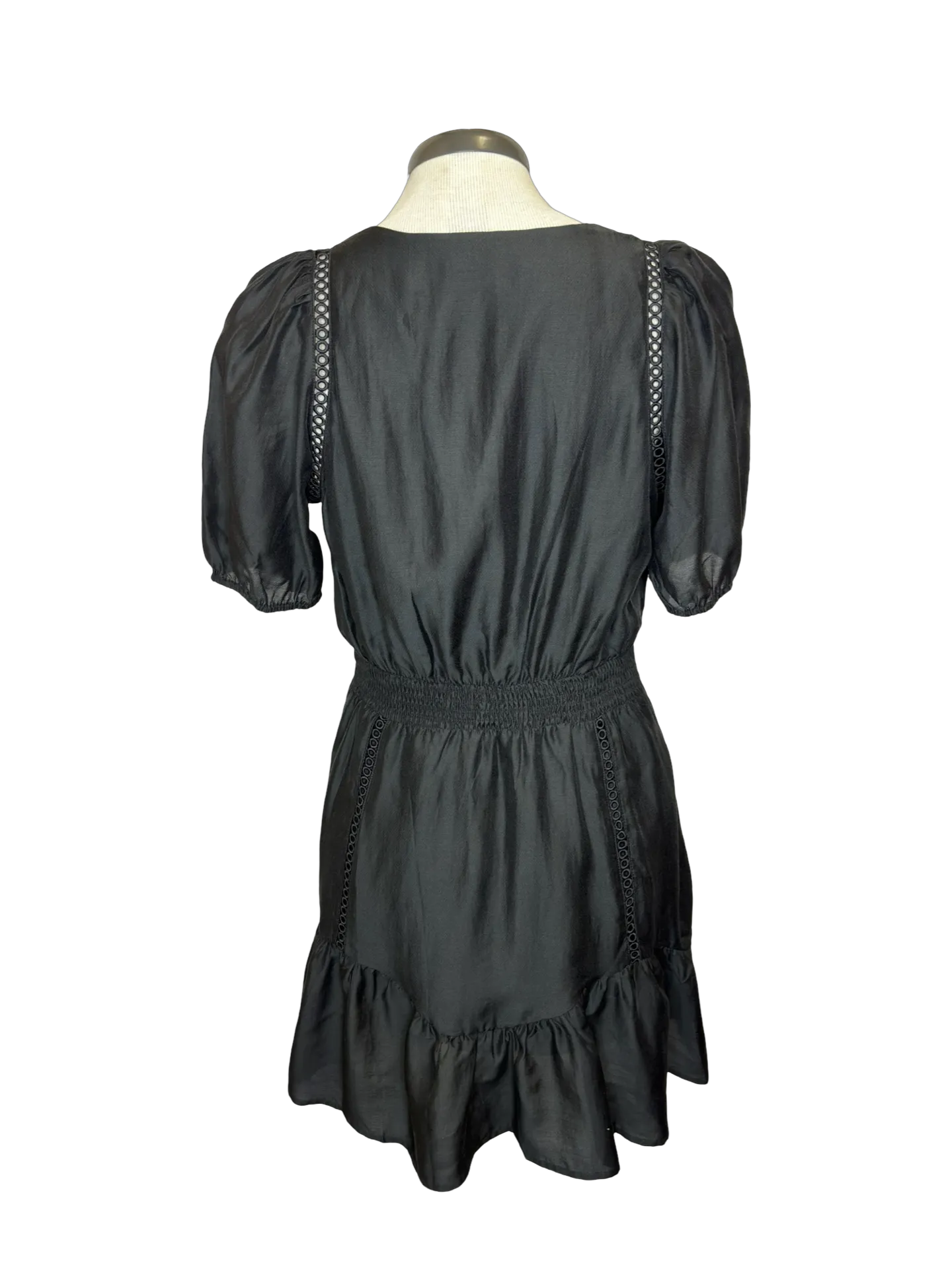 Black Trim Cinch Waist Dress