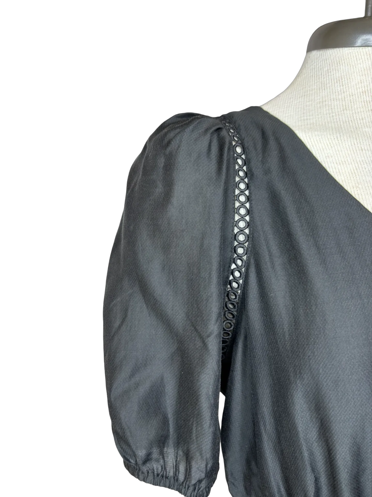 Black Trim Cinch Waist Dress