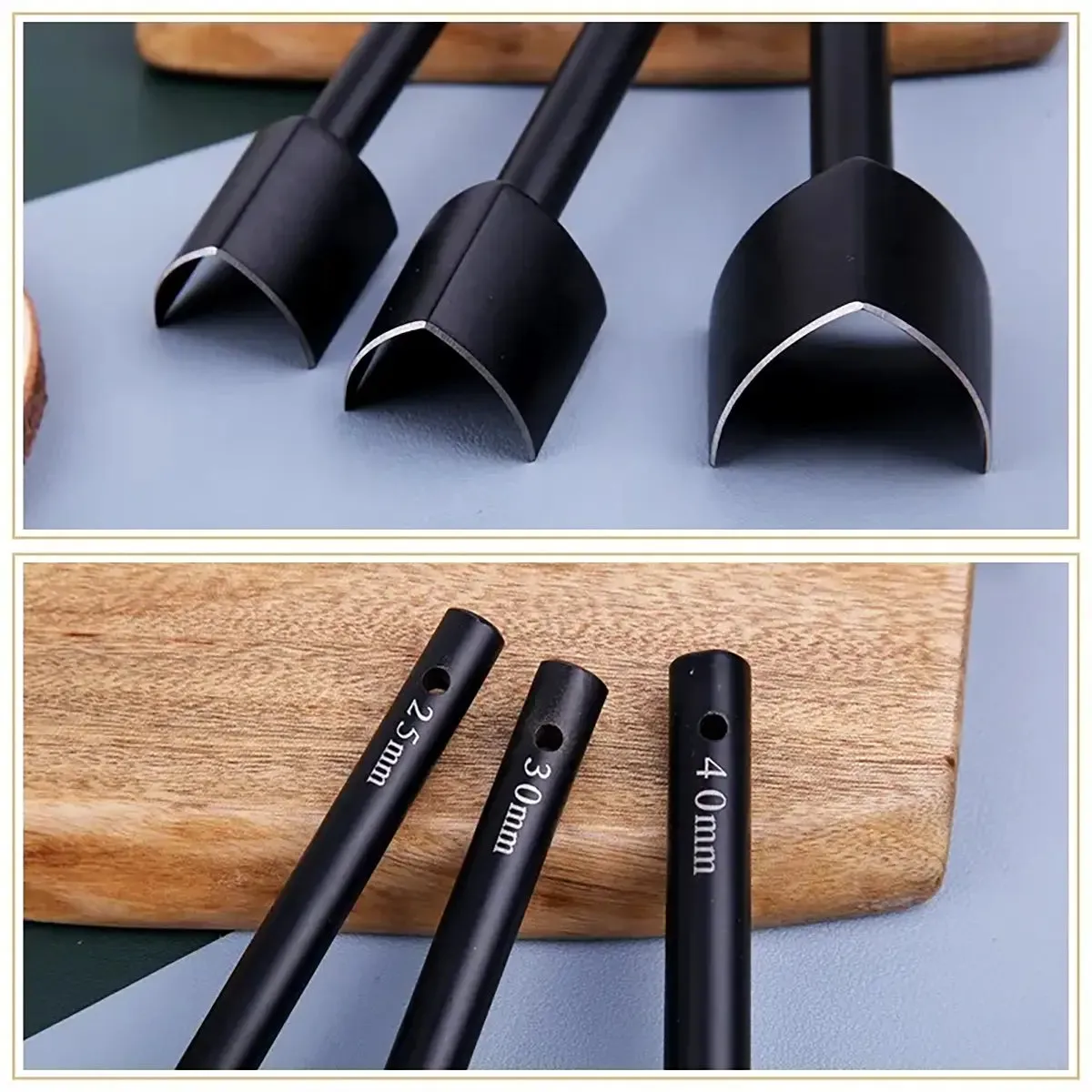 Black V-Shaped Leather Cutter 3 Piece Set
