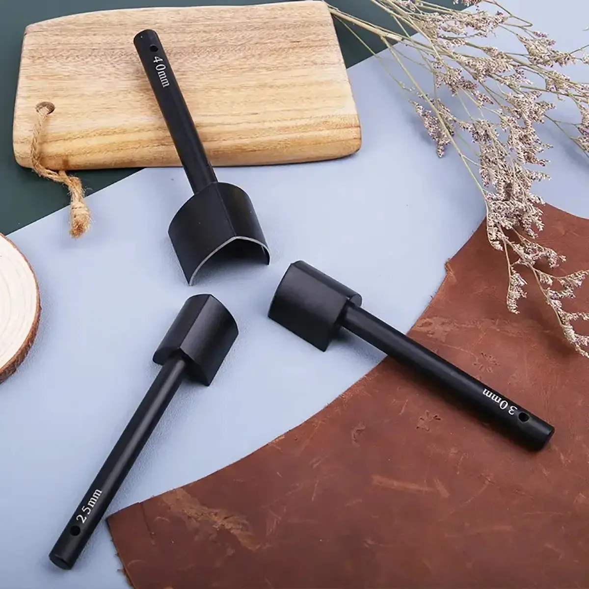 Black V-Shaped Leather Cutter 3 Piece Set
