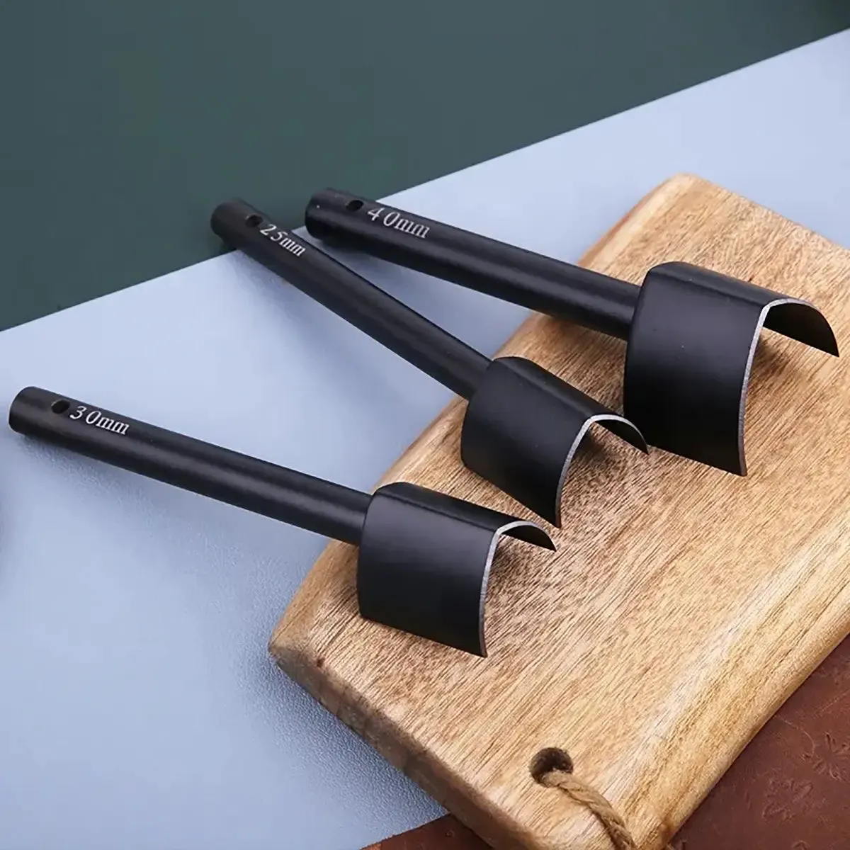 Black V-Shaped Leather Cutter 3 Piece Set