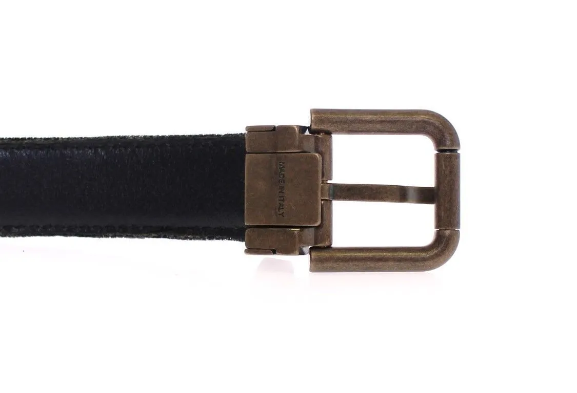 Black Viscose Logo Belt