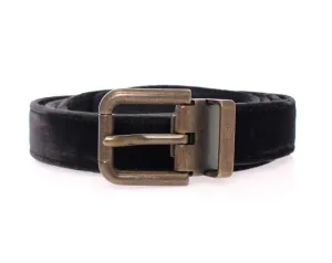 Black Viscose Logo Belt