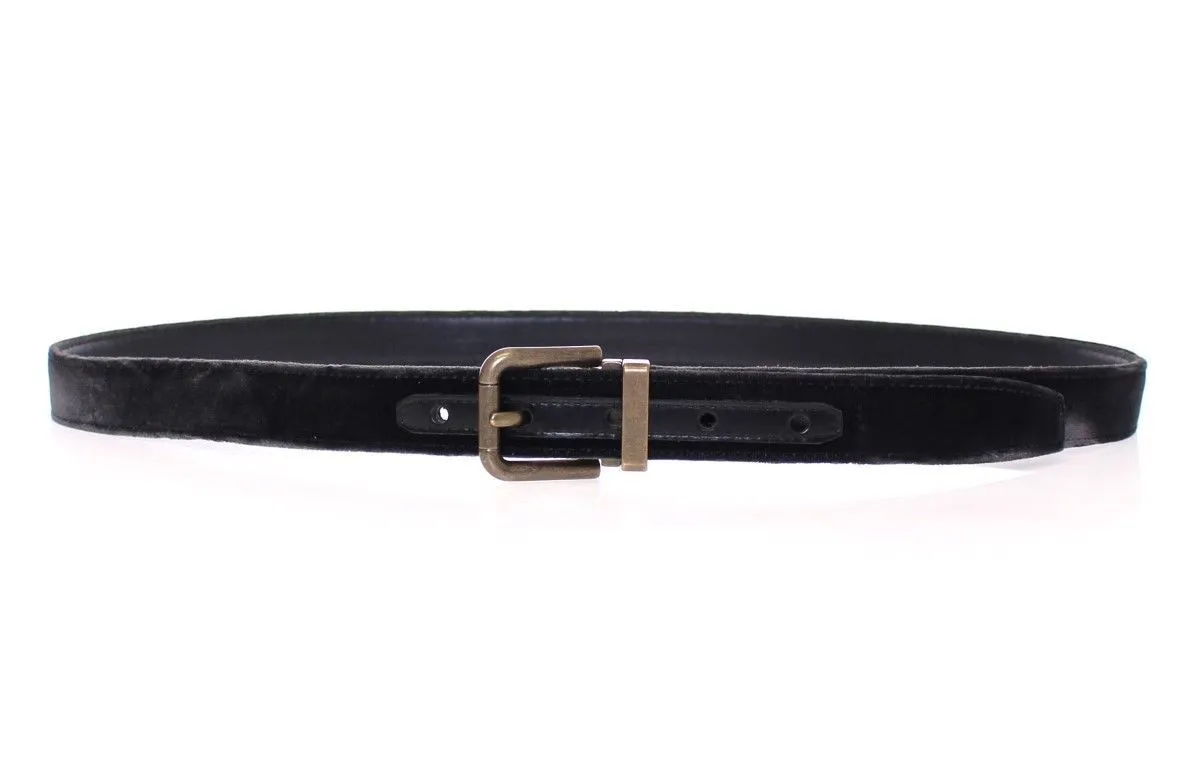 Black Viscose Logo Belt