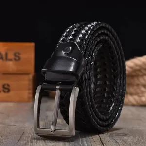 Black Woven Leather Belt