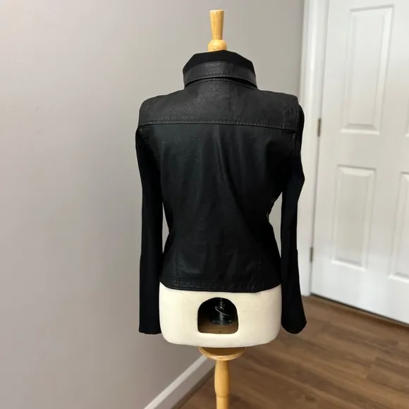 Blank NYC Black Vegan Leather High Neck Asymmetrical Zip Moto Jacket Sz M
