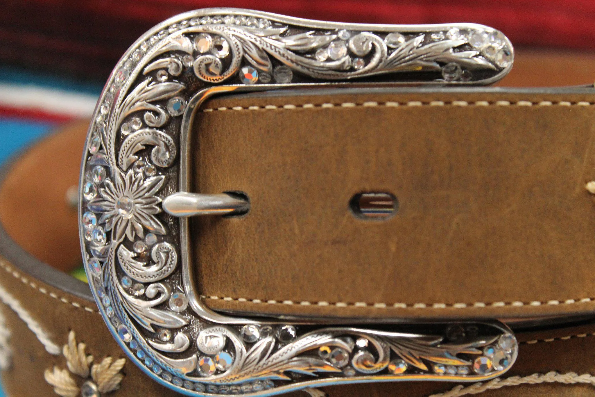 Blazin Roxx Women's Rhinestone and Floral Embroidered Belt