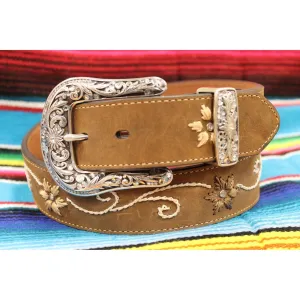 Blazin Roxx Women's Rhinestone and Floral Embroidered Belt