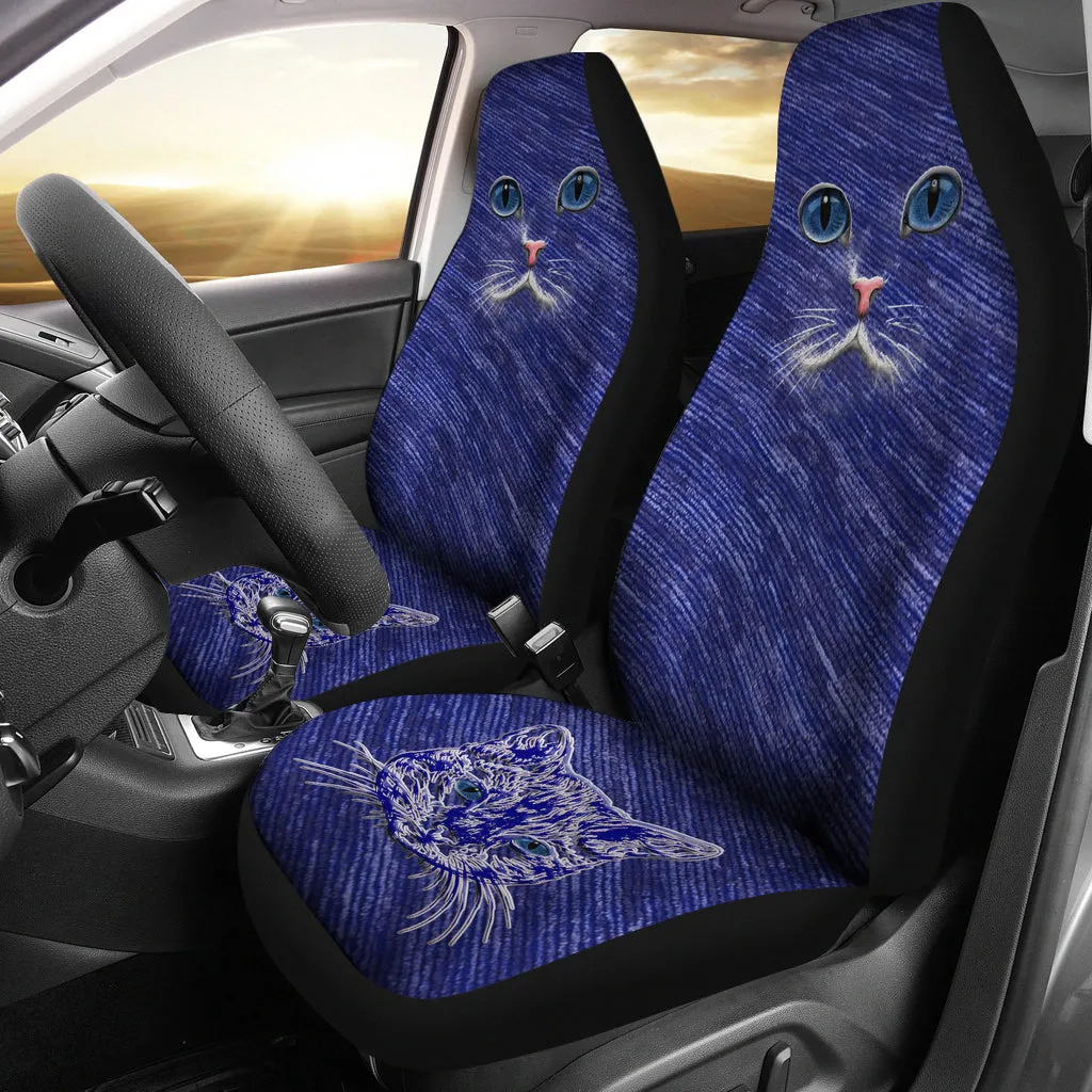 Blue Cat Eyes Car Seat Covers (Set of 2)