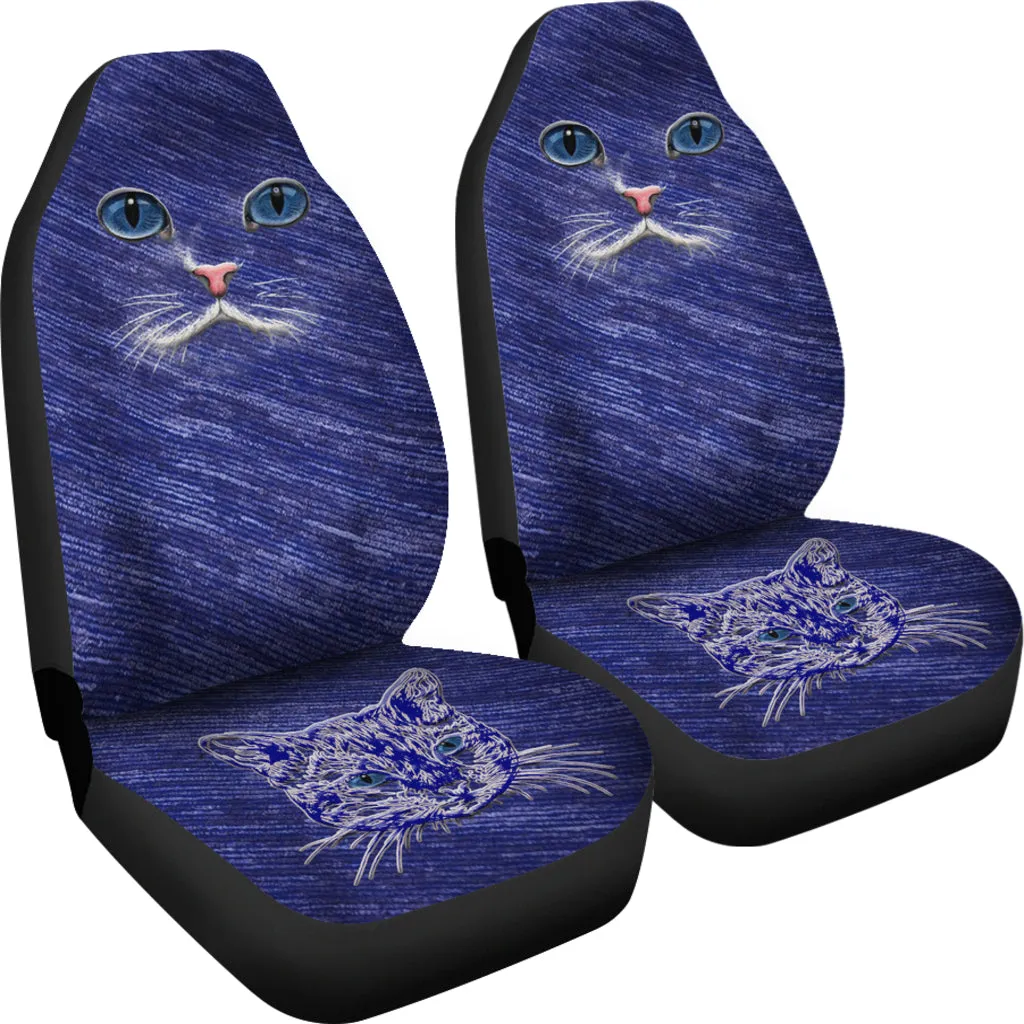 Blue Cat Eyes Car Seat Covers (Set of 2)