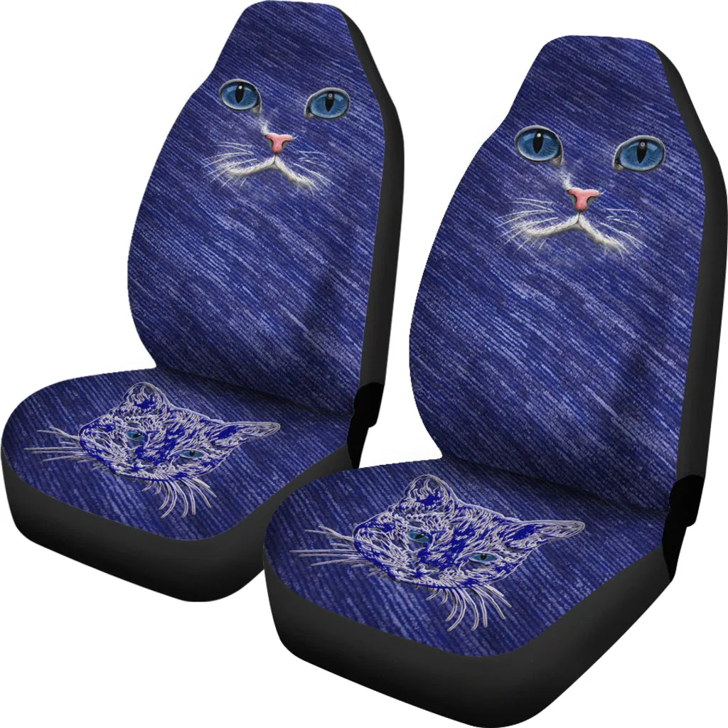 Blue Cat Eyes Car Seat Covers (Set of 2)